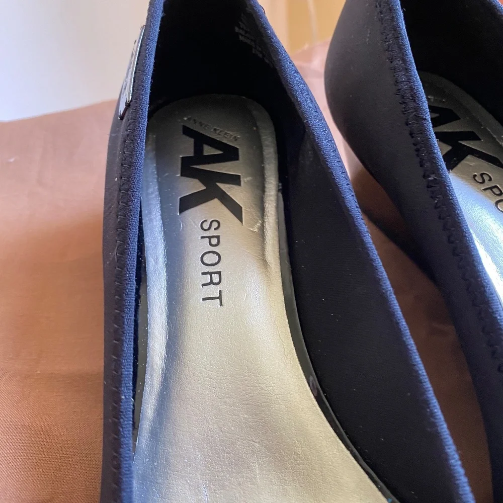 Anne Klein Sport Black Wedge Peep Toe Shoes